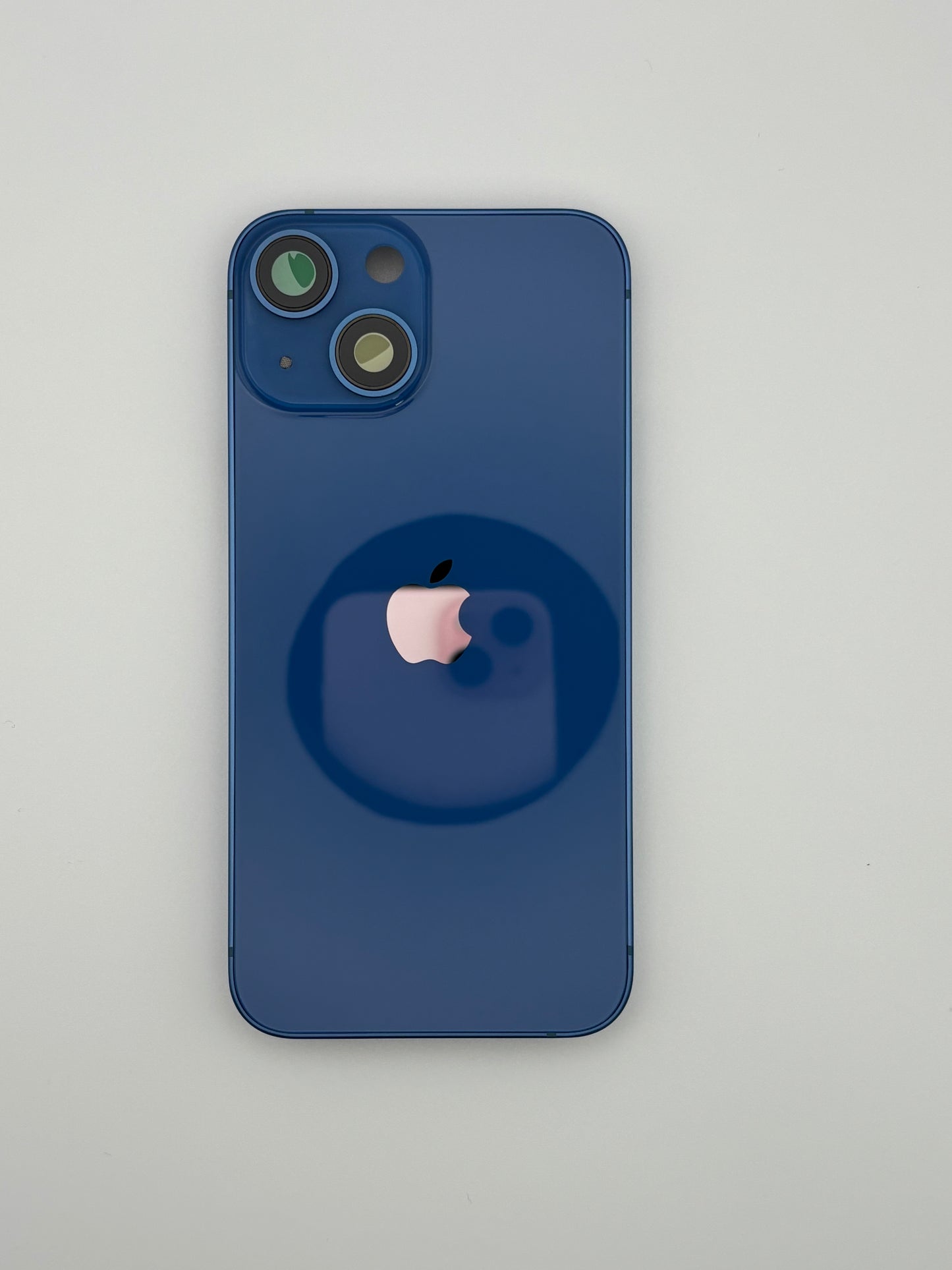 iPhone 13 rear housing in blue – OEM style frame with SIM tray and buttons (Rear)