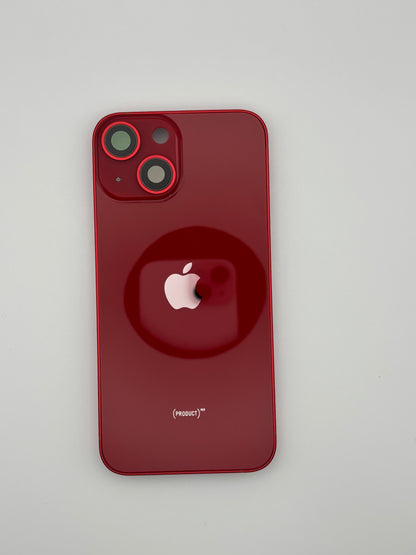 iPhone 13 rear housing in red – OEM style frame with SIM tray and buttons (Rear)